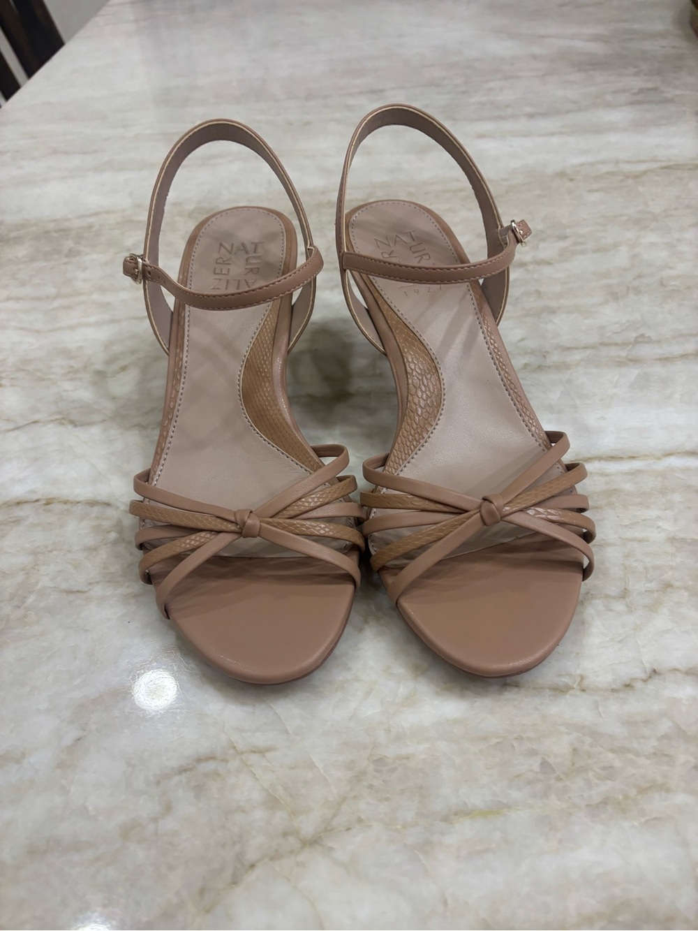 Naturalizer Nude/Tan Strappy Mid-Heel Sandals for Women